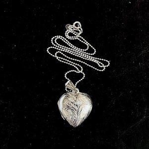 Sterling Silver Heart Etched Locket Necklace New